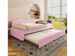 Merax Cama Nido|Sofá cama infantil - 90 x 200 cm + 90 x 190 cm - con lámpara de noche + USB - terciopelo -