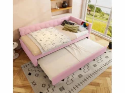 Merax Cama Nido|Sofá cama infantil - 90 x 200 cm + 90 x 190 cm - con lámpara de noche + USB - terciopelo -