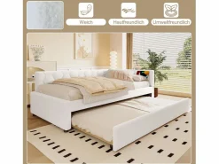 Merax Sofá cama infantil - 90 x 200 cm + 90 x 190 cm - con lámpara de noche + USB - terciopelo - rosa Blanco Clearance