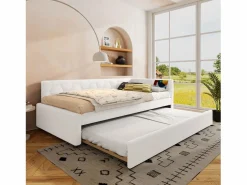 Merax Sofá cama infantil - 90 x 200 cm + 90 x 190 cm - con lámpara de noche + USB - terciopelo - rosa Blanco Clearance