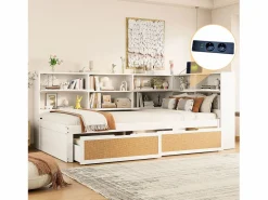 Sofá cama infantil y madera 90x200cm con cajones, múltiples espacios de almacenaje y puerto de carga (sin colchón)^Hauss Spole Clearance