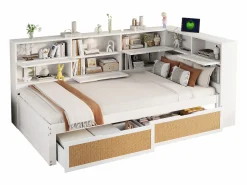 Sofá cama infantil y madera 90x200cm con cajones, múltiples espacios de almacenaje y puerto de carga (sin colchón)^Hauss Spole Clearance