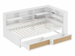 Sofá cama infantil y madera 90x200cm con cajones, múltiples espacios de almacenaje y puerto de carga (sin colchón)^Hauss Spole Clearance