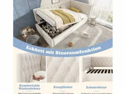 Merax Cama Diván|Sofá cama infantil tapizado - 90 x 200 cm - con almacenaje hidráulico - terciopelo -