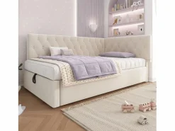 Merax Cama Diván|Sofá cama infantil tapizado - 90 x 200 cm - con almacenaje hidráulico - terciopelo -