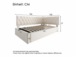 Merax Cama Diván|Sofá cama infantil tapizado - 90 x 190 cm - con almacenaje hidráulico - terciopelo -