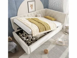 Merax Cama Diván|Sofá cama infantil tapizado - 90 x 190 cm - con almacenaje hidráulico - terciopelo -