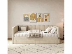 Merax Cama Terciopelo|Cama Diván|Sofá cama infantil tapizado - 90/180 x 190 cm - con 2 cajones + puerto USB - Chenilla -