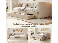Merax Cama Terciopelo|Cama Diván|Sofá cama infantil tapizado - 90/180 x 190 cm - con 2 cajones + puerto USB - Chenilla -
