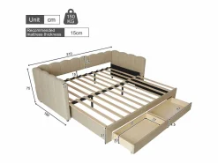 Merax Cama Terciopelo|Cama Diván|Sofá cama infantil tapizado - 90/180 x 190 cm - con 2 cajones + puerto USB - Chenilla -