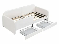 ModernLuxe Cama Diván|Sofá cama infantil 90x200 cm de terciopelo - con 2 cajones - 3 pequeños bolsillos de almacenamiento - (sin colchón)