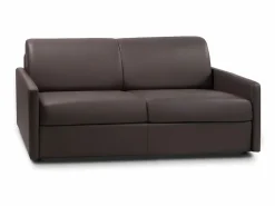 Vente-unique Sofá cama italiano 3p 22 cm piel sintética Marrón CALIFE Marru00f3n Clearance