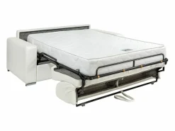 Vente-unique Sofá cama italiano 4p 22 cm piel sintética CALITO Blanco Outlet