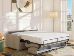 Vente-unique Sofá - 4 Plazas|Sofá cama italiano 4p 22 cm tela - Color Gris CALIFE