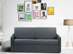 Sofá cama italiano 3p 22 cm tela - Color Gris CALIFE^Vente-unique Hot