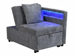 ModernLuxe Sofá cama multifuncional - respaldo ajustable - reposabrazos con bandas luminosas LED - Puerto USB/Type-C - Gris claro Sale
