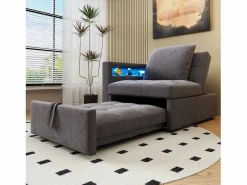 ModernLuxe Sofá cama multifuncional - respaldo ajustable - reposabrazos con bandas luminosas LED - Puerto USB/Type-C - Gris Oscuro Gris antracita Discount