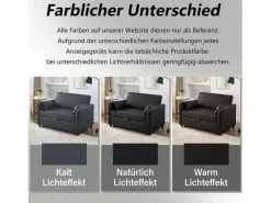 Sofá cama multifuncional, asiento doble retráctil, respaldo regulable en 3 posiciones, PU impermeable, color Negro Outlet