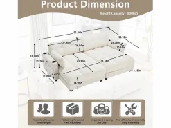 Sofá cama multifuncional de 1 plaza (salón/diván/sillón) - Puertos USB + almacenamiento - Ecológico - Ideal para estudios^ Best