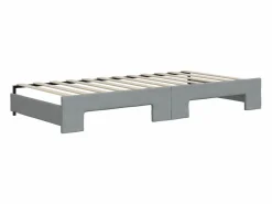 Clicnbuy Sofá cama nido con cajones tela claro 90x200 cm Gris