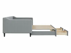 Clicnbuy Sofá cama nido con cajones tela claro 90x200 cm Gris