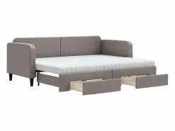 Clicnbuy Cama Nido|Sofá cama nido con cajones tela gris taupe 80x200 cm