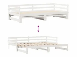 Sofá cama nido con cajones madera maciza pino blanca 90x190 cm^Clicnbuy Online