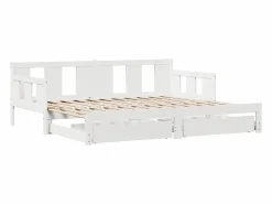 Clicnbuy Sofá cama nido con cajones madera maciza pino blanca 90x190 cm Blanco Best