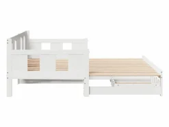 Clicnbuy Sofá cama nido con cajones madera maciza pino blanca 90x190 cm Blanco Best