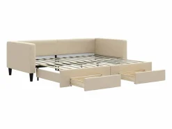 Clicnbuy Sofá cama nido con cajones tela color 90x200 cm Crema Hot