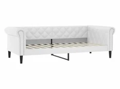 vidaxl Sofá cama nido con colchón cuero sintético 90x200 cm Blanco Discount