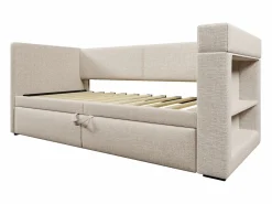 Sofá cama nido de 90 x 200 cm, lino , con cargador USB, portavasos y estante de almacenamiento (sin colchón)^OKWISH Sale