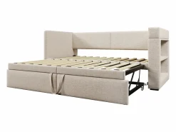 Sofá cama nido de 90 x 200 cm, lino , con cargador USB, portavasos y estante de almacenamiento (sin colchón)^OKWISH Sale