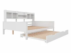 ModernLuxe Sofá cama nido 140x200 cm - Cama nido 90x190 cm - con almacenamiento - somier de láminas - pino macizo - (colchón no incluido) Blanco Hot