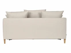Miliboo Sofá cama nórdico 3 plazas de tela efecto aterciopelado y madera clara LOUISE Beige Best