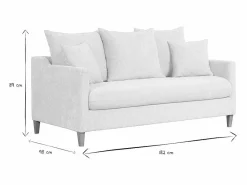Miliboo Sofá cama nórdico 3 plazas de tela efecto aterciopelado y madera clara LOUISE Beige Best