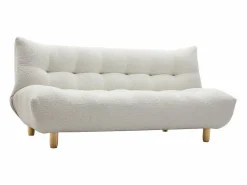 Miliboo Sofá cama nórdico 3 plazas de borreguillo y madera clara YUMI Blanco Discount