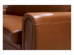 Miliboo Sofá Vintage|Sofá cama 3 plazas de piel marrón CLUB