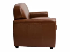 Miliboo Sofá Vintage|Sofá cama 3 plazas de piel marrón CLUB