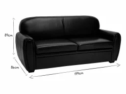 Miliboo Sofá Vintage|Sofá cama 3 plazas de piel marrón CLUB