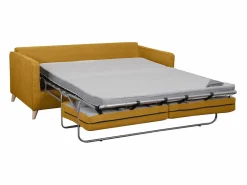 Miliboo Sofá cama 3 plazas nórdico comino con colchón de 10 cm PAPEL Amarillo