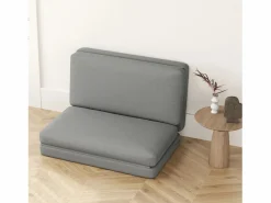 Sofá cama plegable 3 en 1 con tejido de terciopelo, hasta 240 kg, (120x275x10 cm) Gris claro Clearance