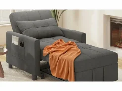 Sillón Cama|Sofá Cama Plegable Bealife - Sillón Individual Convertible en Chaise Longue con Almohadilla Ajustable, Almacenamiento Integrado y Ruedas