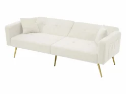 Hauss Spole Sofá cama recto de 2 plazas en sherpa blanca, respaldo abatible en 3 posiciones - 175x64x72cm Blanco Hot