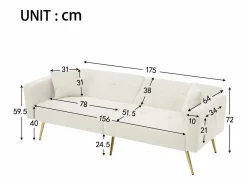 Hauss Spole Sofá cama recto de 2 plazas en sherpa blanca, respaldo abatible en 3 posiciones - 175x64x72cm Blanco Hot
