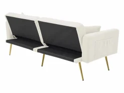 Hauss Spole Sofá cama recto de 2 plazas en sherpa blanca, respaldo abatible en 3 posiciones - 175x64x72cm Blanco Hot
