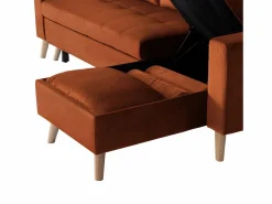 Sofá cama rinconera de 3 plazas terracota en terciopelo JAMES^Happy Garden Best