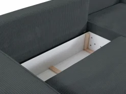 Vente-unique Sofá De Terciopelo|Sofá - 4 Plazas|Sofá cama rinconera derecha de pana - AMELIA