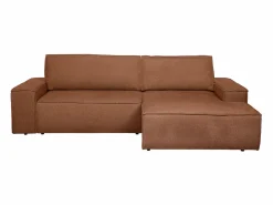 Vente-unique Sofá cama rinconera derecha en tela texturizada AMELIA Terracota New