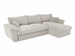 Vente-unique Sofá cama rinconera derecha de pana cerma de estilo charme francés vintage GUILLERMO Gris claro Clearance
